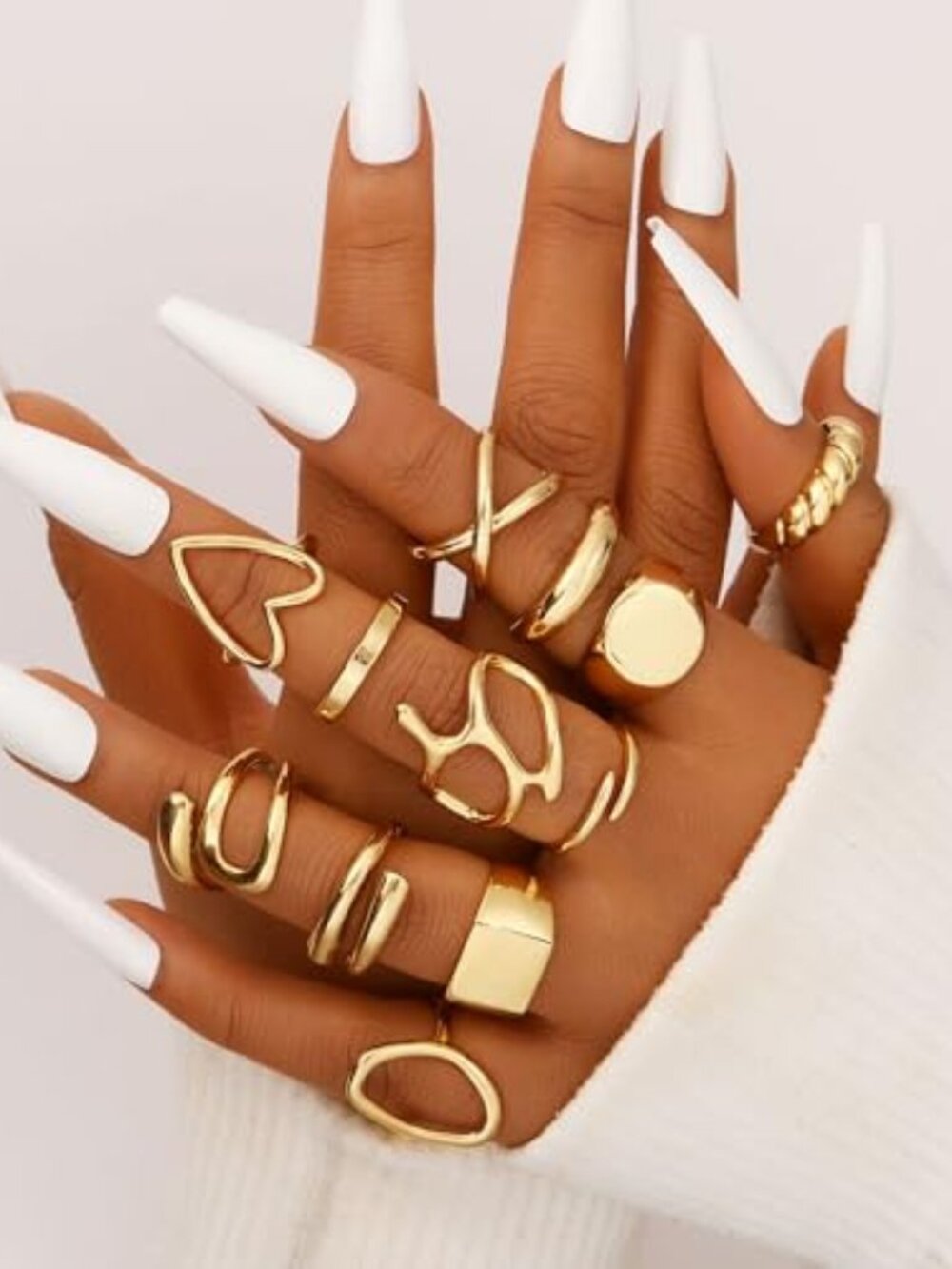 New - 12PCS Gold Stackable Rings Set for Women, 18K Gold Plated Open Stacking